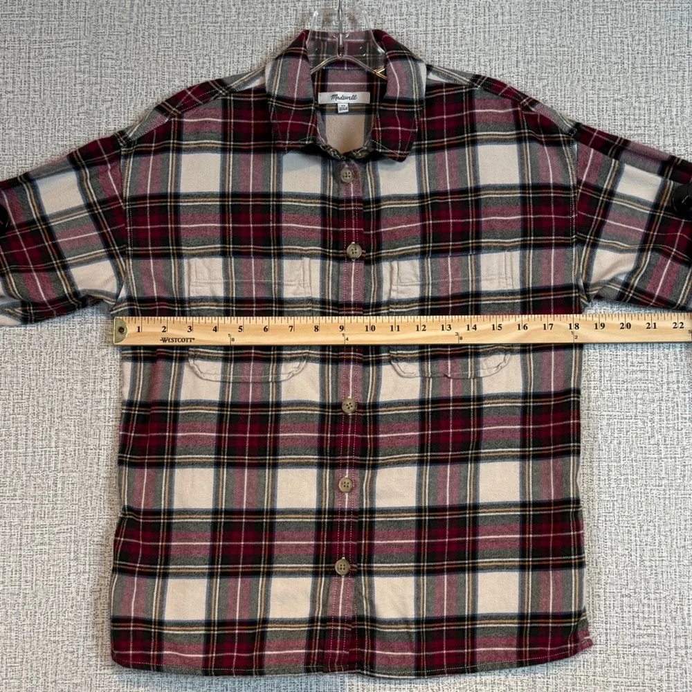 Madewell Women XS Plaid Flannel Cotton Button Down Shirt Oversized Gorpcore Cozy - Picture 5 of 9